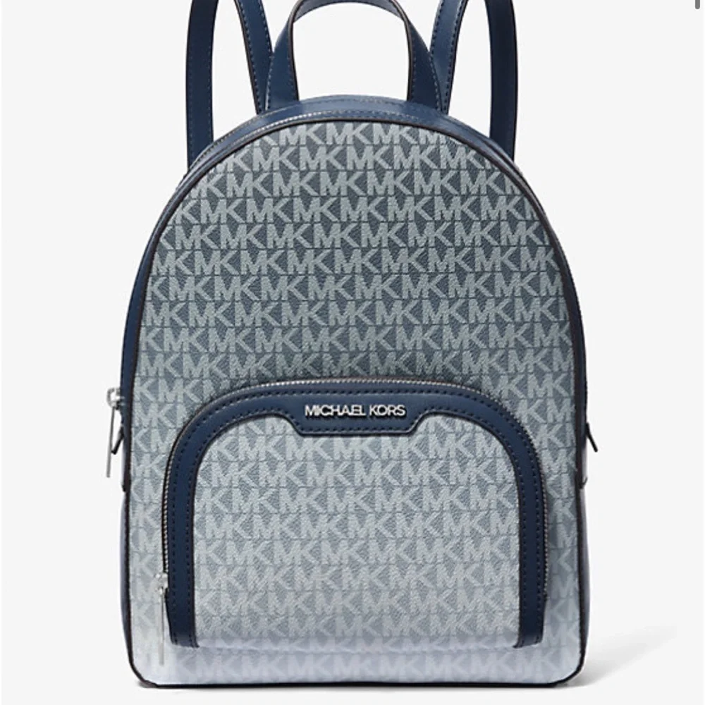 Michael Kors Jaycee Medium Ombré Signature Logo Backpack Navy  NWT